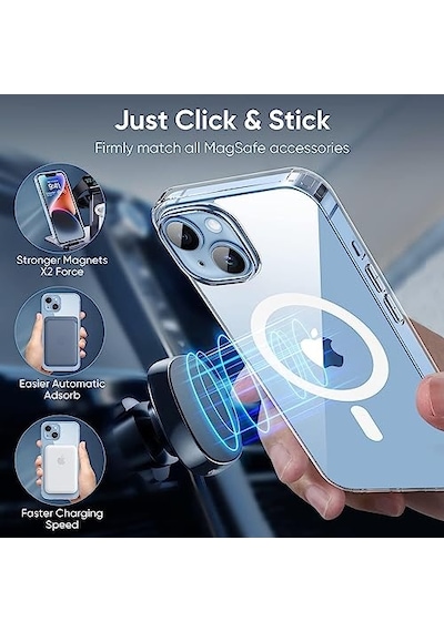 İphone 13/14 İçin Magsafe İle Uyumlu Kılıf, Manyetik Şeffaf Kılıf, Sararma Karşıtı Koruyucu, Darbeye Dayanıkl Diğer