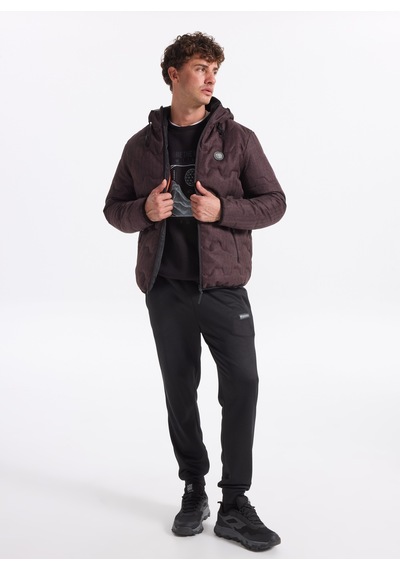 Discovery Expedition Koyu Mürdüm Erkek Kapüşon Relaxed Baskılı Mont D4wm-mnt3316