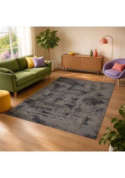 Kartela Halı Nivo Halı Kaymaz Taban Makinede Yıkanabilir Halı Antrasit - 60 X 90 Cm