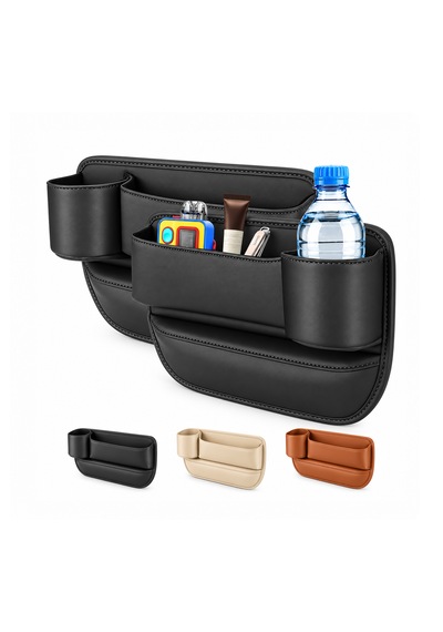 Microcase İçecek Bölmeli Oto Araç Koltuk Yanı Eşya Düzenleyici Organizer 2in1 Sağ Sol Set Al7014 Siyah