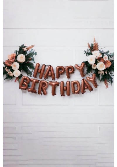 Çikolata Kahve Happy Birthday Harf Balonlar Retro Doğum Günü Balon Seti Retro Çikolata Kahve