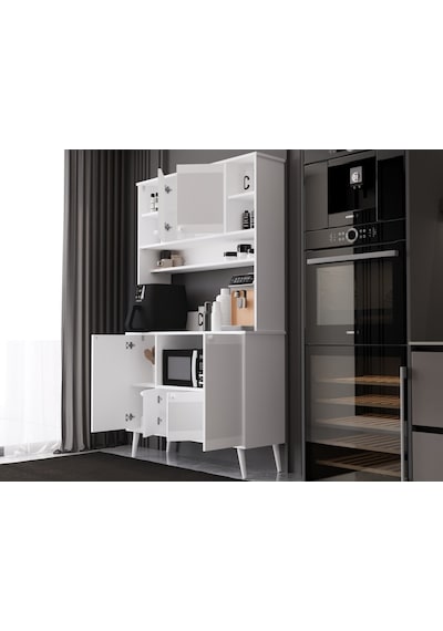 Melura Kahve Köşesi 120 Cm %100 Mdf Çok Amaçlı Dolap Beyaz