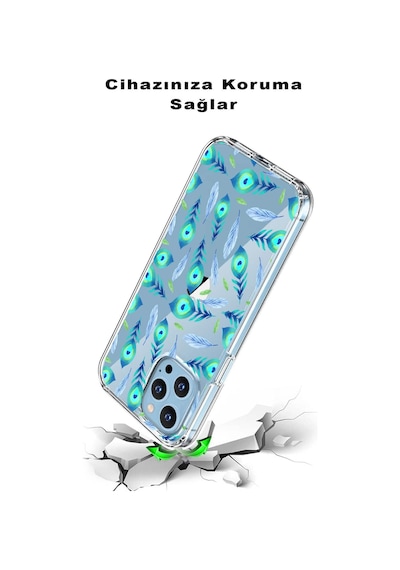 Samsung Galaxy A72 İle Uyumlu 1mm Slim Fit Nazar Boncuğu 3 Baskılı Şeffaf Kılıf