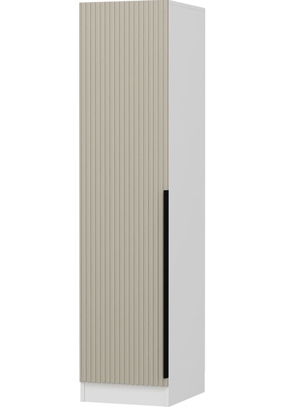 Minar Kale 1 Kapaklı Dolap Çizgili Mebran 210cm - Beyaz/kumtaşı - Askılıklı Çok Renkli Minar Kale 1 Kapaklı Dolap Çizgili Mebran 210cm - Beyaz/kumtaşı - Askılıklı Çok Renkli