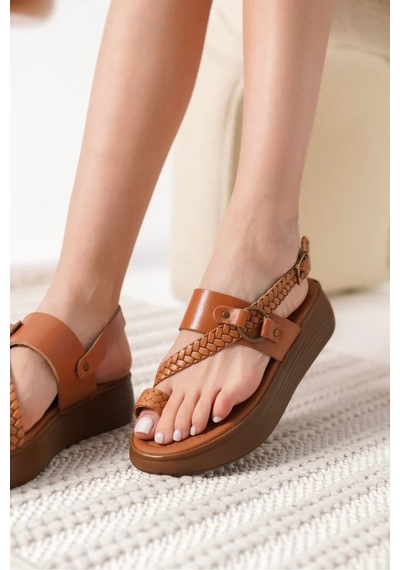 Trendella Taba Hakiki Deri Sandalet Tr31my64c Siyah