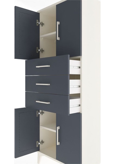 Arges Dolap 3 Raflı 3 Çekmeceli 4 Kapaklı 60x30x163 Aytaşı-antrasit Aytası