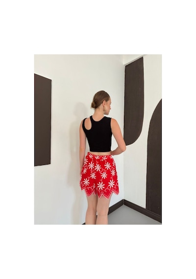 Verymoda D 2915 Nakışlı Şort D2915 Kırmızı