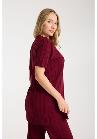 Çizgili Relax Fit İkili Takım Dnv-000019 Bordo