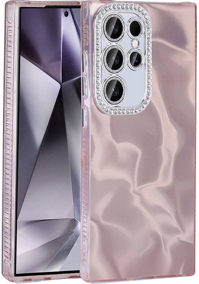 Galaxy Uyumlu S23 Ultra Kılıf Airbagli Parlak Taş Detay Tasarımlı Redclick Esila Kapak - Pembe
