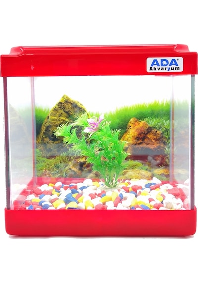 Ada Akvaryum Mini Akvaryum Seti Kırmızı 20 x 20 x 15 CM