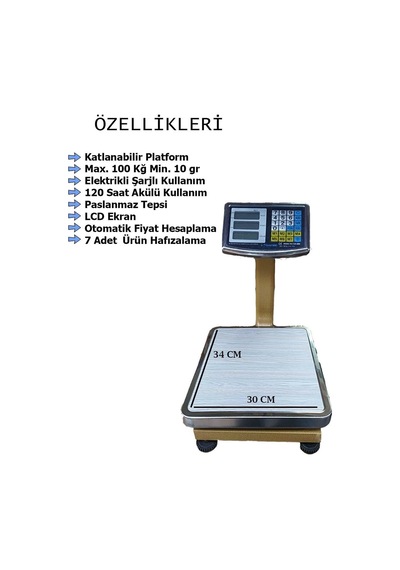 100 KG Terazi-Fiyat Hesaplamalı Tartı-Uzun Şarj Süresi