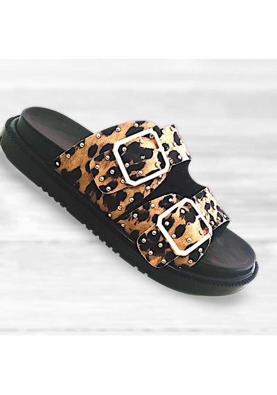 Mcdark Manolya Leopar Desen Trop Detay Terlik
