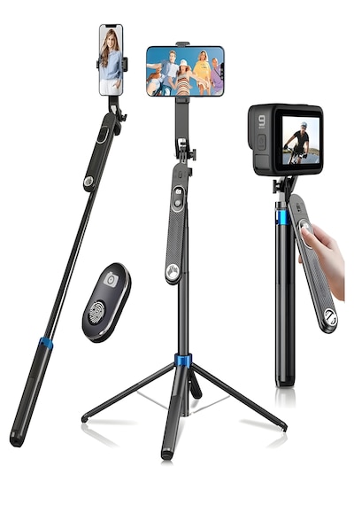 Apple Uyumlu iOS 360 Ayarlanabilir Bluetooth Kumandalı 180 Cm Telefon Tripod Android Gopro