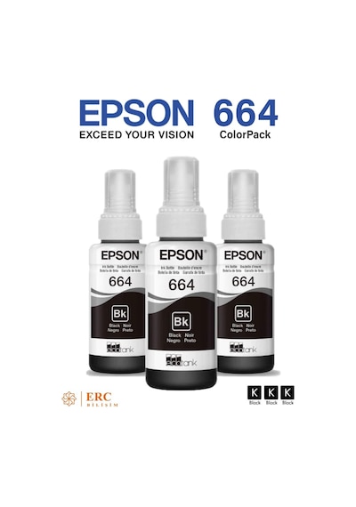 Epson 664 EcoTank L110 Üçlü Siyah Şişe Mürekkep