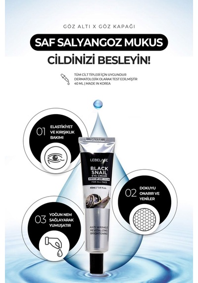 Lebelage Göz Çevresi Ve Göz Kapağı Için Saf Salyangoz Mukus Yoğun Onarıcı Ve Elastikiyet Kremi