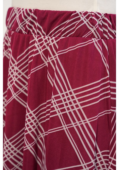 Bigdart Kadın Desenli Astarlı Etek 8075 - D. Bordo