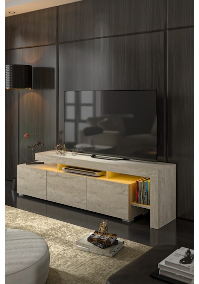 Luma Led Işıklı Tv Ünitesi Traverten