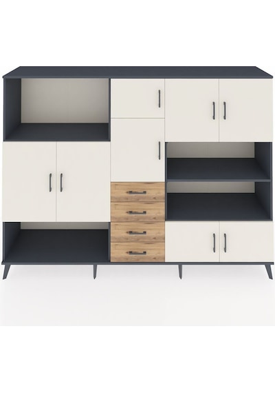 Hyperion Dolap 9 Raflı 4 Çekmeceli 8 Kapaklı 220x44x163 Antrasit- Antrasit-aytaşı/çam Hyperion Dolap 9 Raflı 4 Çekmeceli 8 Kapaklı 220x44x163 Antrasit- Antrasit-aytaşı/çam
