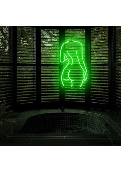 Kadın Figürlü Neon Tabela Yeşil