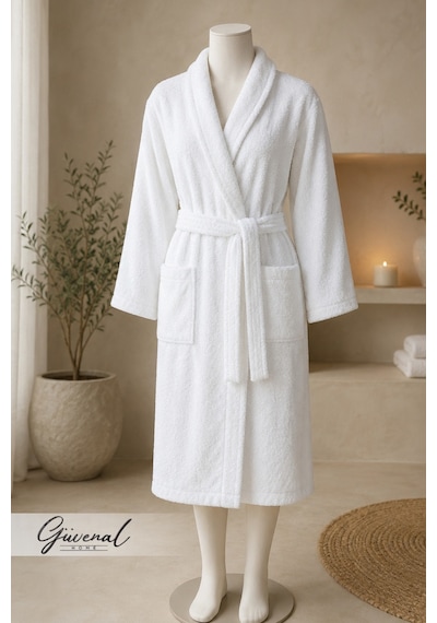 Blanc Pamuklu Unisex Bornoz Otel Bornozu Erkek Havlu Bornoz Kadın Havlu Bornoz Sauna Bornoz Sabahlık Beyaz