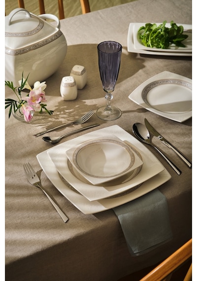 Emsan Fine Bone Dantel 60 Parça 12 Kişilik Yemek Takımı Kare