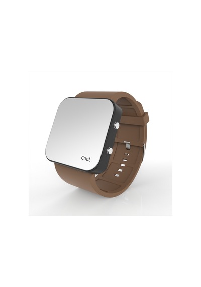 Cool Watch Saat - Siyah Led Kasa - Kahverengi Kayış Unisex Pembe