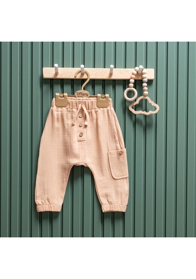 Tiffany Baby Kıds Tiffany Baby Bebek Lycra Theme Müslin Düğmeli Pantolon Bej 26006