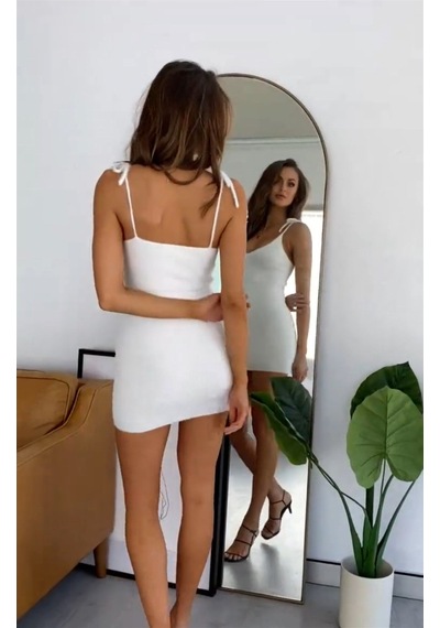 Omuzdan Bağlı Mini Elbise - Qhdh-865848 Çok Renkli