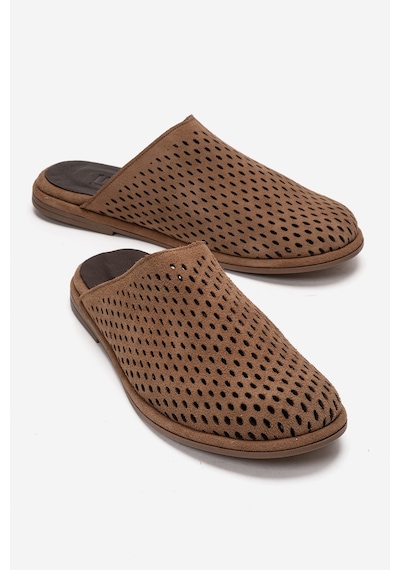 Luvishoes Melara Toprak Süet Hakiki Deri Delikli Önü Kapalı Kadın Terlik
