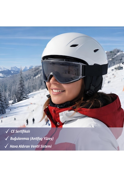 Kayak Gözlüğü Füme Ventilli Güneş Kar Koruyucu Gözlük Uv Korumalı Snowboard Glasses Gözlük Füme