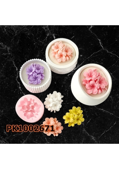 Pk1002671 - Silikon Kalıp Mum Kalıbı Plumeria Çiçek Buketi Renksiz
