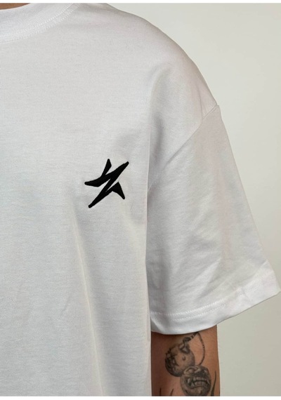 Zaee Star Nakışlı Oversize Tişört Beyaz
