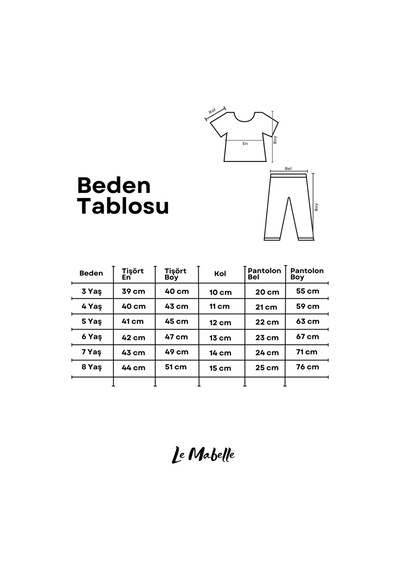 Le Mabelle Mint Parti Baskılı Çizgi Desenli Çocuk Tişört Pantolon Takım - Edna Mint