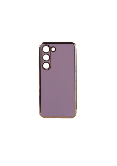 Forzacase Samsung Galaxy S23 Plus Uyumlu Luxury Serisi Altın Çerçeveli Silikon Kılıf Mor