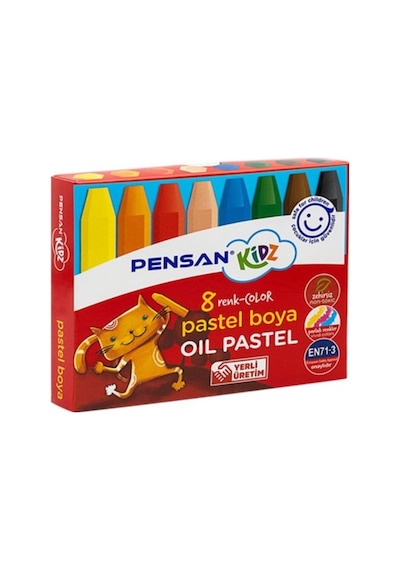 Pensan Kidz Pastel Boya 8li - 3 Adet Çok Renkli