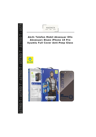 Akıllı Telefon Mobil Aksesuar Ofis Aksesuarı Blueo İphone 18 Pro Uyumlu Full Cover Anti-peep Glass