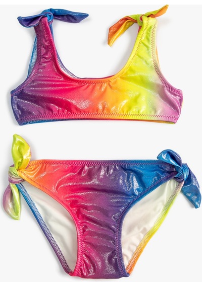 Koton Bikini Takımı Parlak Çok Renkli 2 Parça Pembe Desenli 3skg00001bm 3SKG00001BMA04 Pembe