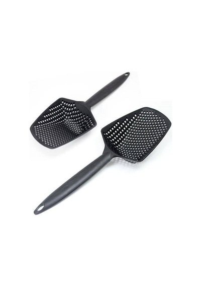 Süzgeçli Kepçe Kızartma Makarna Süzgec Plastik Bej Diğer