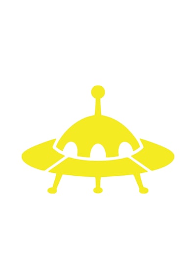 Ufo Araba Sticker 17x17 Cm Sarı