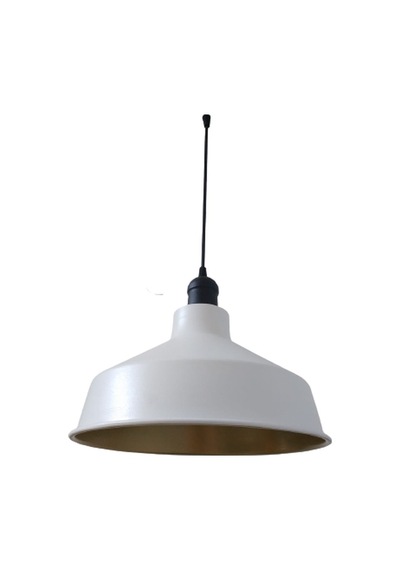 Retro Metal Dekoratif Beyaz İçi Gold Siyah Duylu Tekli Sarkıt Avize Çap:30 Cm