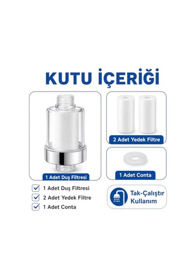 Sogud Duş Başlığı Filtresi Beyaz - Klor Kireç Tortu Pas Önleyici Duş Su Filtresi Aparatı - Pp Pamuk Filtreli Banyo Arıtma Başlığı - Şeffaf Gövde Krom Detaylı Model - 2 Yedek Filtreli
