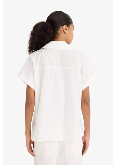 Defacto Regular Fit Gömlek Yaka Poplin Kısa Kollu Gömlek F9141ax25wnwt34 Beyaz