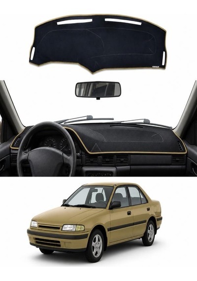Mazda - 323 1991-1995 Uyumlu Torpido Koruma Kılıfı - Taba Şeritli