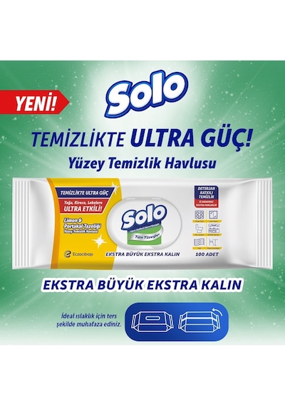 Solo Yüzey Temizlik Havlusu 100 Yaprak Limon & Portakal Tazeliği Tekli
