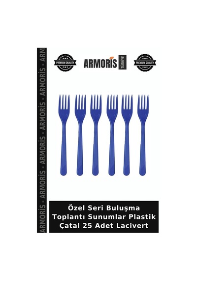 Özel Seri Buluşma Toplantı Sunumlar Plastik Çatal 25 Adet Lacivert Mavi