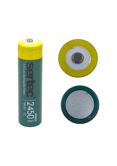 Sertec 18650 1c Şarjlı Pil 2450mah Çıkıntılı Başlıklı Fener Pili 3.7v Li-ion