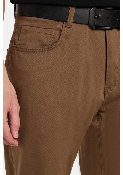 Tudors Erkek Regular Fit Rahat Kesim Mevsimlik Kanvas Kahverengi Pantolon-34477 Kahverengi