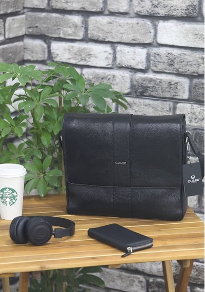 Guard Siyah Hakiki Deri Spor Model Omuz Askılı Evrak Ve Laptop Çantası // Grd260725wt1546 Diğer