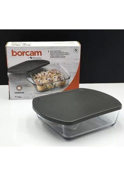 Paşabahçe 59854 Borcam Gri Kapaklı Fırın Tepsisi 21x16cm