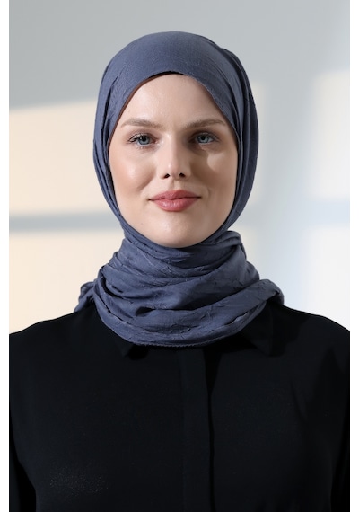 Kadın Tesettür Bambu Kraş Şal, Ütü Gerektirmeyen Doğal Hijab Başörtüsü 75x180 Cm - Füme